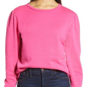 Women's Halogen Puff Sleeve Sweatshirt, Size Small - Pink